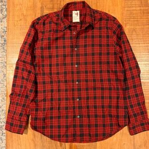 Relwen Large men’s button up shirt red black